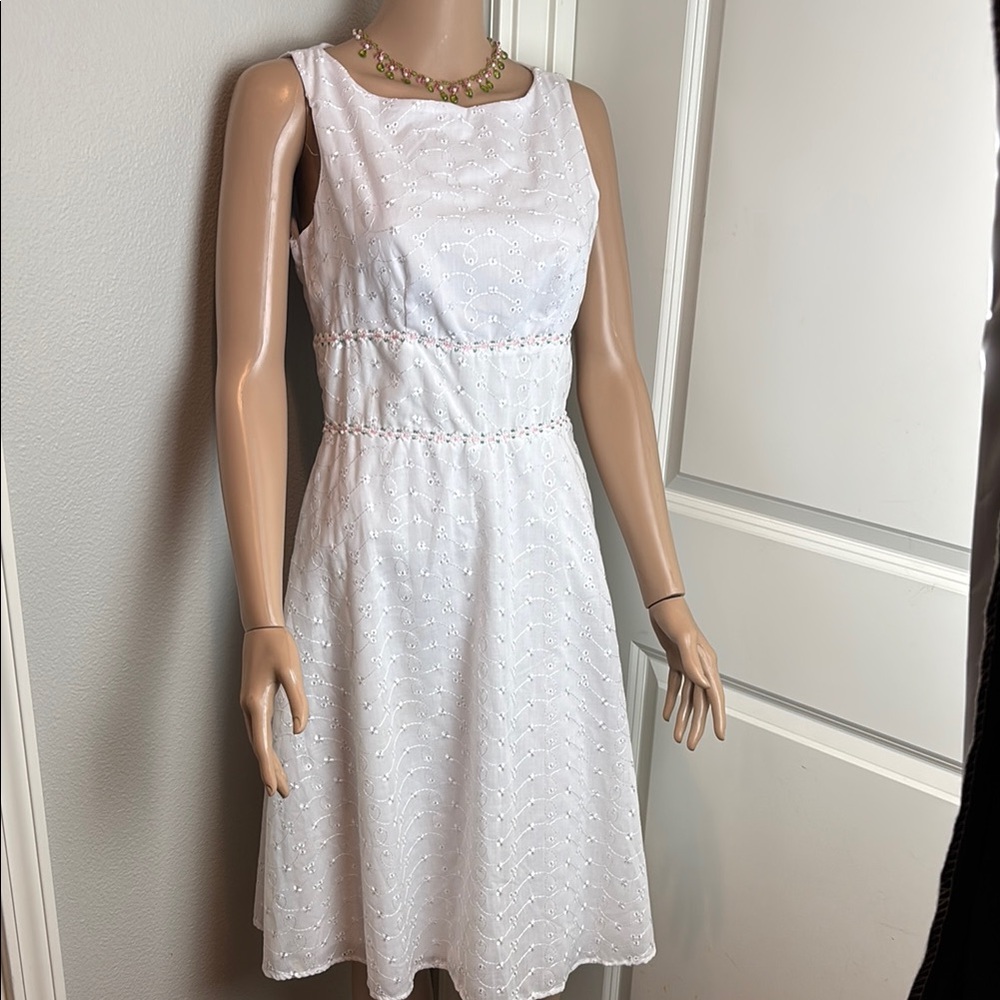 Elegant White Sleeveless A-line Dress perfect for Easter and Springtime